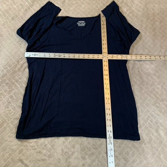 Chicos Womens XL T Shirt Dark Navy Blue 3/4 Sleeve V Neck Rayon Blend Stretch - Picture 7 of 9